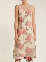 Thumbnail for your product : Maison Margiela Raw-edge Rose-print Organza Dress - Nude Print
