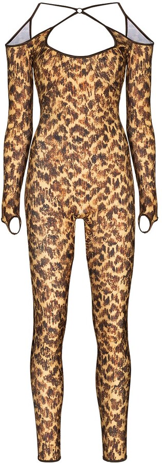 QBQCBB Spring Women Casual V-Neck Zipper Sling Jumpsuit Bandage Waist Leopard Print Rompers Jumpsuit for Work 