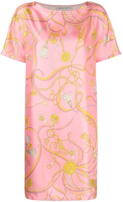 Pucci Tassel-Print Belted Silk Dress