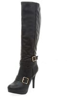 Thumbnail for your product : New Look Black Multi Strap Heeled Knee High Boots