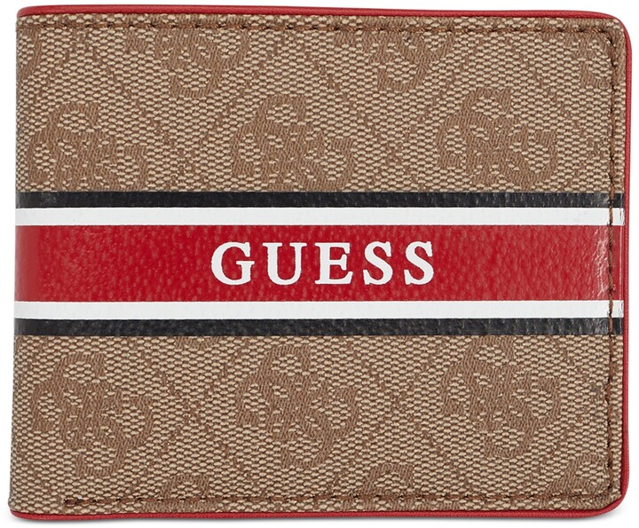 Guess Men's Rodeo Brown Leather Credit Card ID Trifold Wallet 31GU11X013 