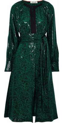 Diane von Furstenberg Belted Printed Coated Silk-blend Dress