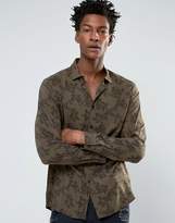 Thumbnail for your product : ASOS Regular Fit Viscose Shirt With Revere Collar And Floral Print In Khaki