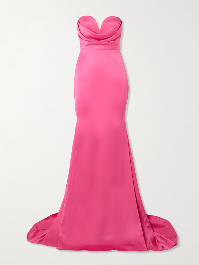 Alex Perry Strapless Draped Satin-crepe Gown - Pink