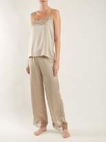 Thumbnail for your product : Icons Buttercup Lace Trimmed Silk Pyjama Trousers - Womens - Beige