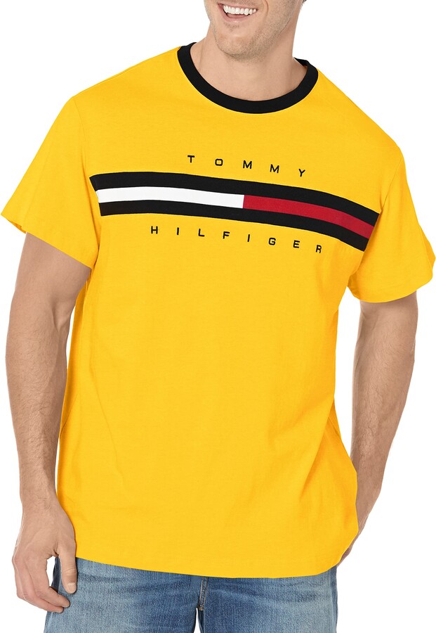 Tommy Hilfiger T-Shirt Crew Neck Classic Fit Short Sleeve Yellow Solid Shirt NWT 