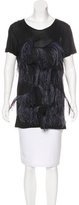 Thumbnail for your product : Nina Ricci Ostrich Feather-Accented Knit Top w/ Tags