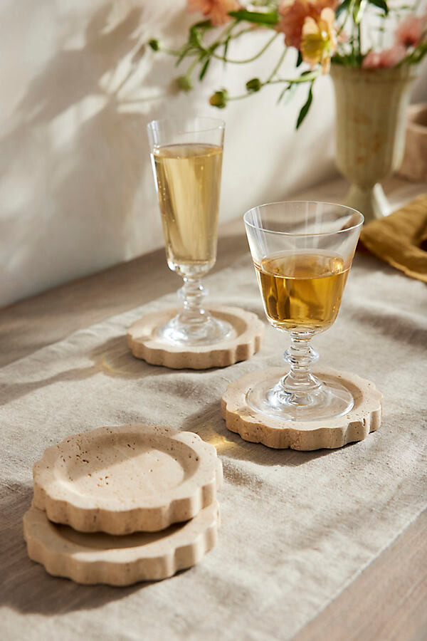 Scalloped Travertine Coasters