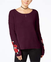 Thumbnail for your product : Almost Famous Juniors' Rose-Embroidered Sweater