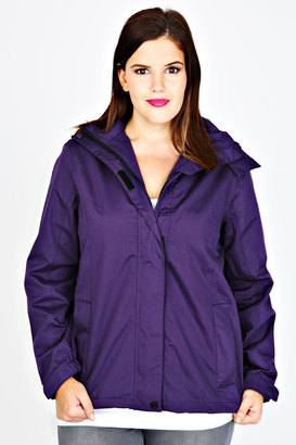 Yours Clothing Purple Waterproof Rain Jacket With Removable Hood