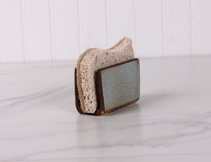 Etsy Handmade Stoneware Sponge Holder - Kitchen Sink Caddy, Araucana Blue Or Garnet