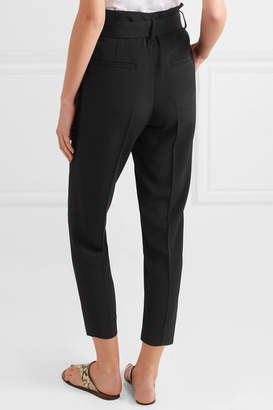 Brunello Cucinelli Cropped Belted Crepe Pants - Black