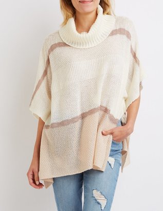 Charlotte Russe Cowl Neck Striped Poncho Sweater