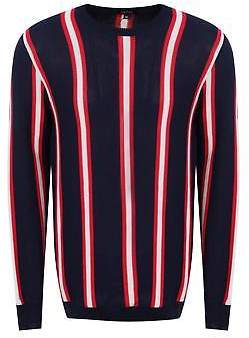 boohoo NEW Mens Vertical Stripe Knitted Jumper in Cotton