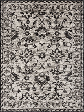 Nicole Miller Floral Black Indoor/Outdoor Area Rug