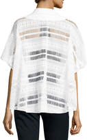Thumbnail for your product : Talbot Runhof Lace & Textured Stretch-Cotton Jacket, White