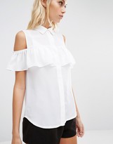 Thumbnail for your product : Fashion Union Sleeveless Shirt With Ruffle Cold Shoulder