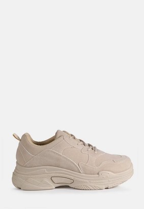 Missguided Nude Chunky Sole Faux Suede Sneakers - ShopStyle