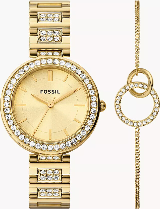 Fossil Outlet Karli ThreeHand GoldTone Stainless Steel Watch And
