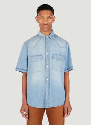 Gucci Monogram-print Short-sleeve Shirt in Blue for Men