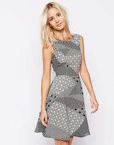 Thumbnail for your product : Liquorish Skater Dress with Lace Back in Geometric Print