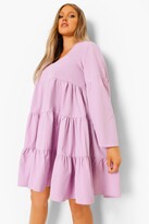 Thumbnail for your product : boohoo Plus Tiered 3/4 Sleeve Smock Dress