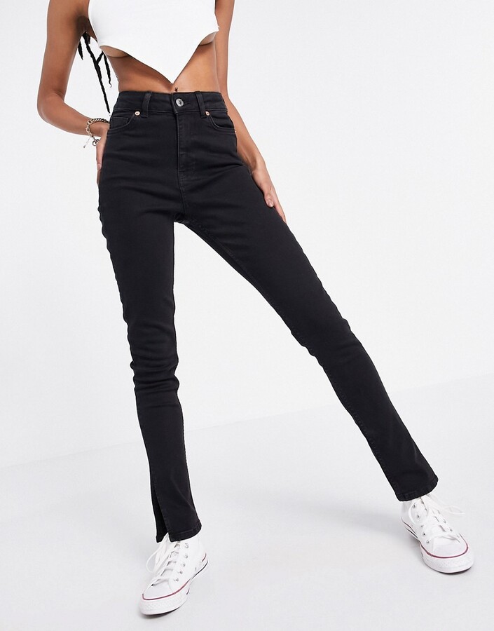New Look slit skinny jeans black -