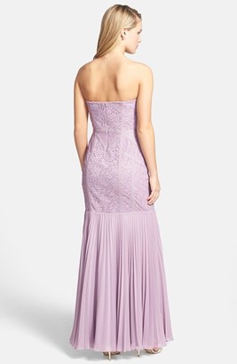 JS Collections Lace & Chiffon Strapless Trumpet Gown