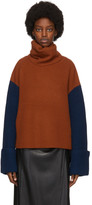 Thumbnail for your product : VVB Orange and Beige Wool Jumbo Cuff Jumper Sweater