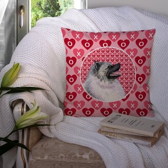 The Holiday Aisle Macklin Keeshond Hearts Love and Valentine's Day Portrait Indoor / Outdoor Geometric 14" Throw Pillow