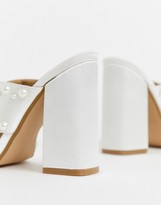 Thumbnail for your product : Be Mine Bridal Melisa pearl detail heeled mules in ivory satin