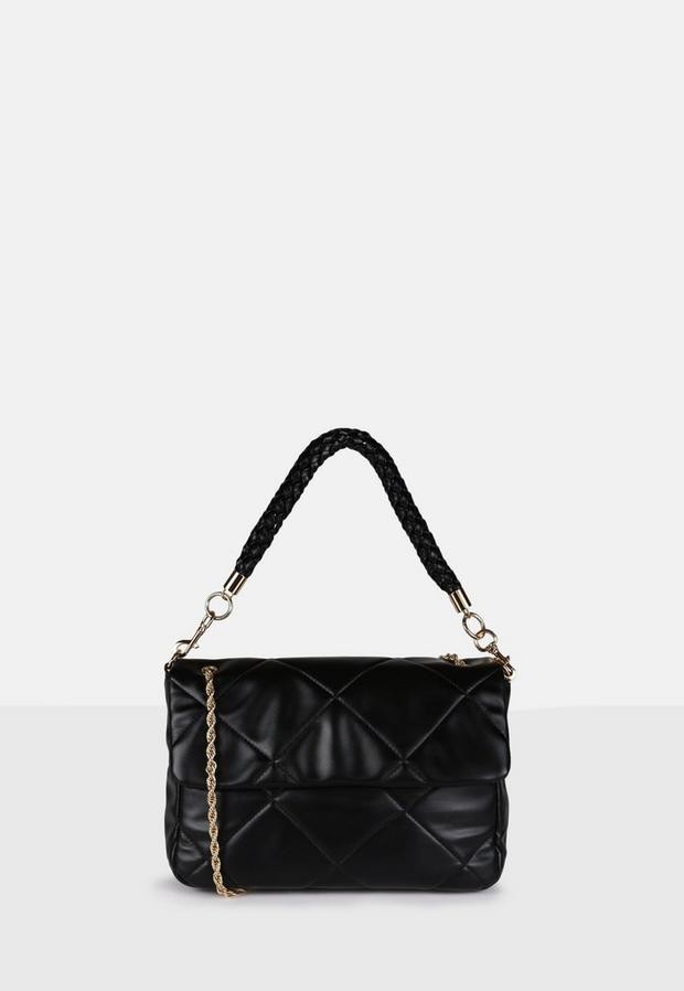Missguided Black Quilted Shoulder Bag ShopStyle