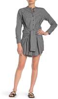 Thumbnail for your product : Derek Lam 10 Crosby Stripe Collarless Tie Waist Shirt Dress