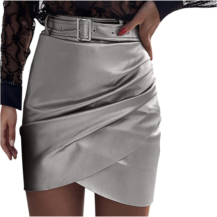 AMhomely Womens Girls Mini Skirt Leather Dress Outfits Ladies Cozy Zipper  Irregular Sexy Bag Hip Leather Short Skirt Half-Length Skirt Ladies Casual  Sexy Party A Line Skirts Clearance - ShopStyle