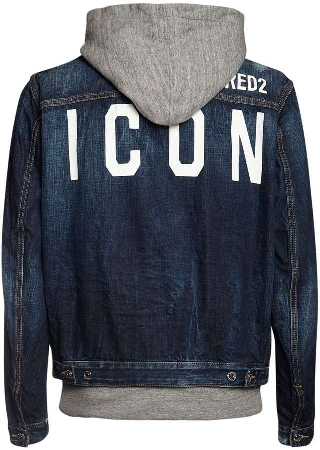 denim jacket with jersey hood