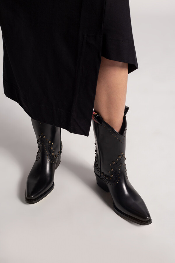 Womens black ankle boots with studs Clearance