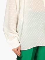 Thumbnail for your product : Dolce & Gabbana Pussy-bow Polka-dot Fil-coupe Silk Blouse - White