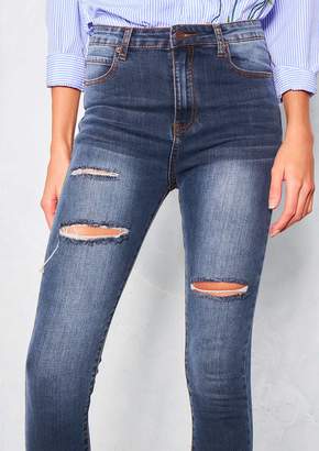 Ever New Ever New Francesca Ripped High Waist Indigo Denim Skinny Jeans