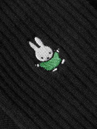 Pop Trading Company + Miffy Logo-Embroidered Ribbed Cotton-Blend Socks