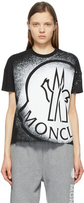 Moncler Black & White Spray Paint Logo T-Shirt