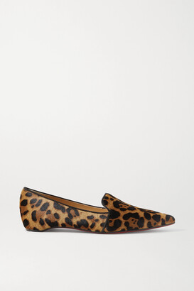 leopard print pointed flat shoes