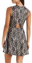 Thumbnail for your product : Charlotte Russe Keyhole Cut-Out Bonded Lace Skater Dress