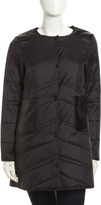 Thumbnail for your product : French Connection Chevron-Quilted Faux-Leather-Trim Puffer Jacket, Black