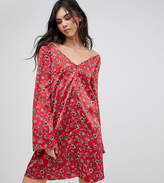 Thumbnail for your product : Glamorous Tall Long Sleeve Tea Dress With Button Front In Vintage Floral