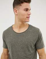 Thumbnail for your product : ASOS Design Relaxed Longline T-Shirt With Raw Scoop Neck And Curve Hem In Linen Mix In Khaki