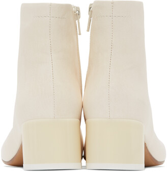 MM6 MAISON MARGIELA Off-White Low Heel Ankle Boots