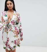 Thumbnail for your product : Missguided Plus Floral Plunge Skater Dress