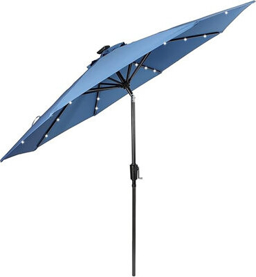 Arlmont & Co. Solar Umbrella 32 LED Patio Umbrellas With Tilt And Crank,Ta...