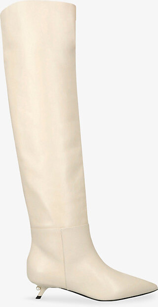 Alevi Milano Womens Bone Debby 35 Leather Kitten-Heel Knee-High Boots Eur 36 / 3 Uk Women