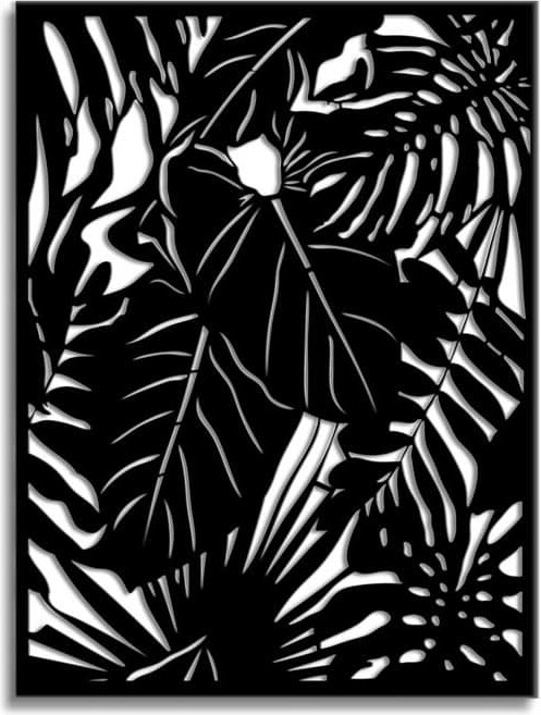 OUTDECO Rainforest 3 ft. x 4 ft. Decorative Privacy Panel in Black Powder-Coated Steel with Screws